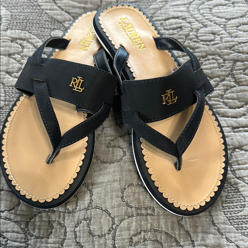 Ralph Lauren Blue and Tan Sandals